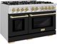 ZLINE Select Autograph Edition 48" Stainless Steel Convection Pro Style Gas Range with Black Matte Doors and Champagne Bronze Accents-2