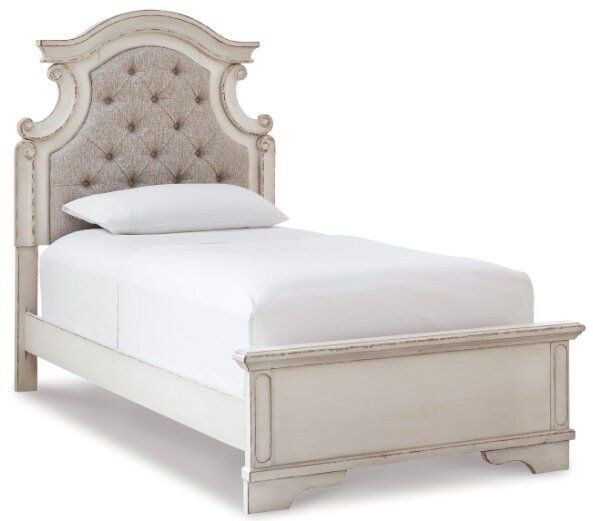 Signature Design by Ashley® Realyn 5-Piece Chipped White Twin Panel Bed Set-1