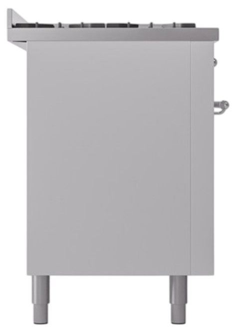 Ilve® Nostalgie II Noblesse 60'' White Pro Style Dual Fuel Range with Chrome Trim-2