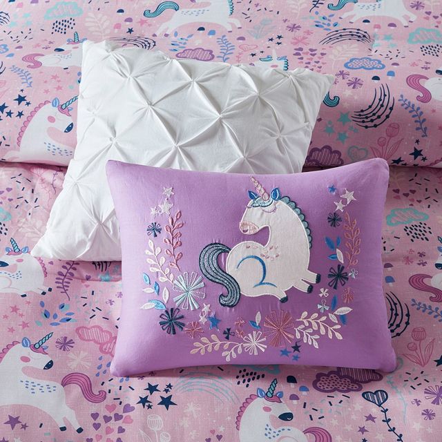 Olliix by Urban Habitat Kids Lola Pink Full/Queen Unicorn Cotton Comforter Set-2