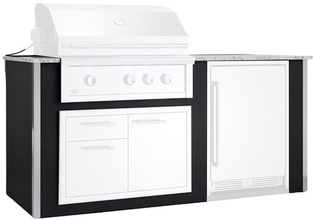 XO Designer 78" Black Outdoor Kitchen Island -0