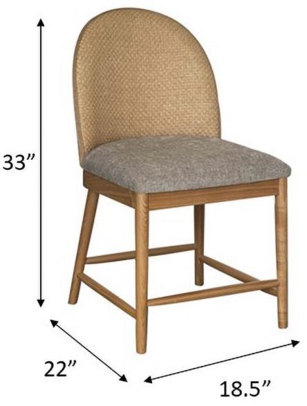 Nest Home Collections Gracie Anew Gray/Natural/Rattan Dining Chair-2