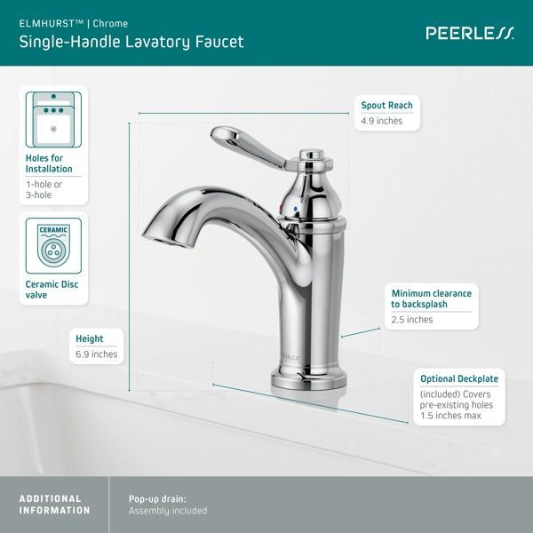 Peerless Elmhurst® Chrome Single Handle Bathroom Faucet-2
