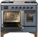 Ilve® Majestic III 40" Blue Gray Pro Style Dual Fuel Natural Gas Range with Triple Glass Door and Burnished Trim-3