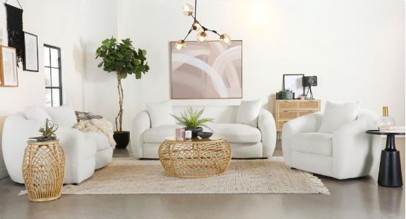 Coaster® Isabella 3-piece  Natural Faux Sheepskin Upholstered Seating Set-0