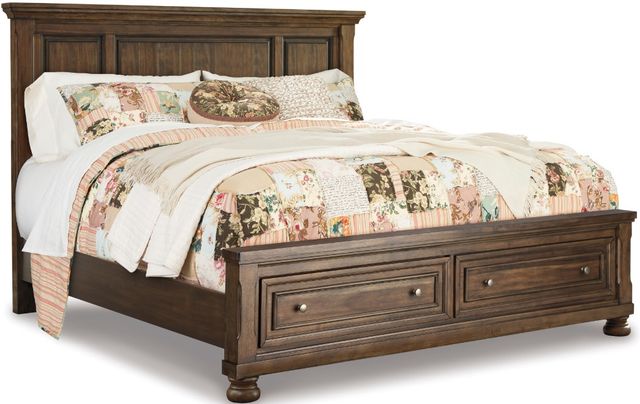 Signature Design by Ashley® Flynnter 5-Piece Medium Brown King Panel Storage Bed Set-1