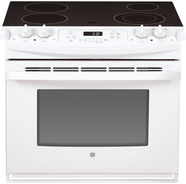 GE® 30" White on White Drop-In Electric Range-0