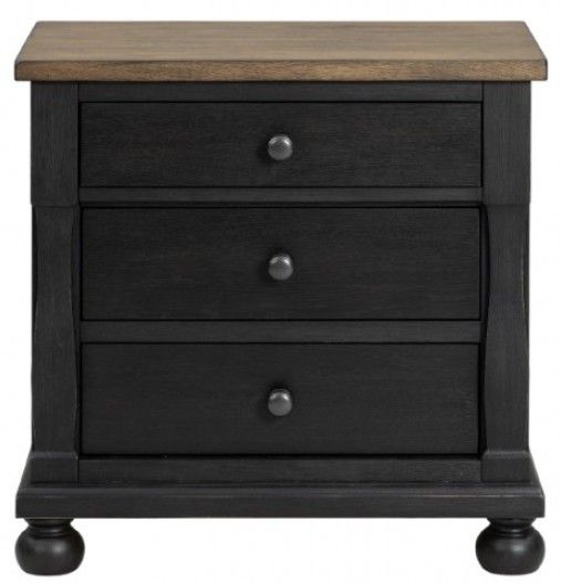 Furniture of America® Neue Mills Farmhouse Black/Rustic Oak 3-Drawer Nightstand-3