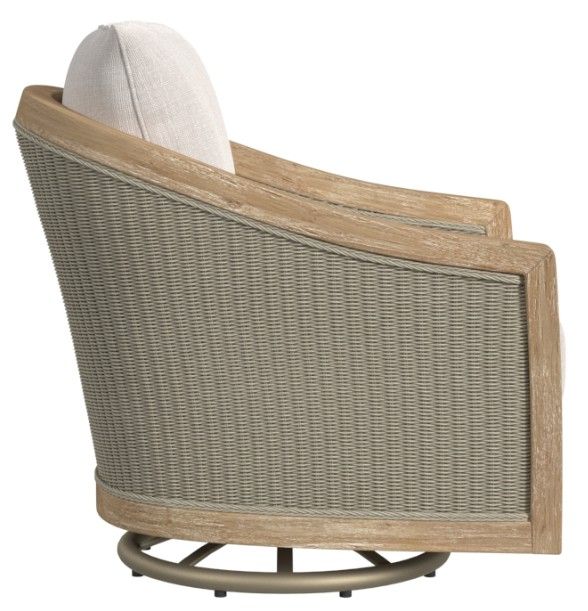 Sunset West Cambria Latte/Natural Teak/Wicker Swivel Outdoor Club Chair with Canvas Canvas Cushion-2