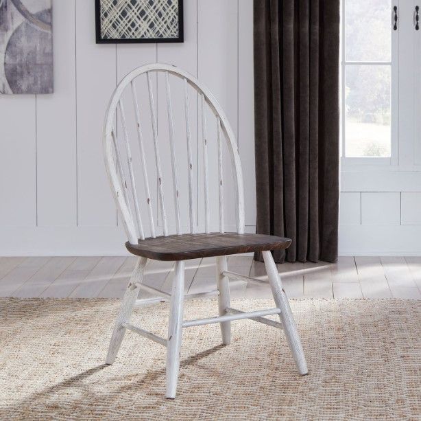 Liberty Furniture Farmhouse Brown/White Windsor Back Side Chair-1