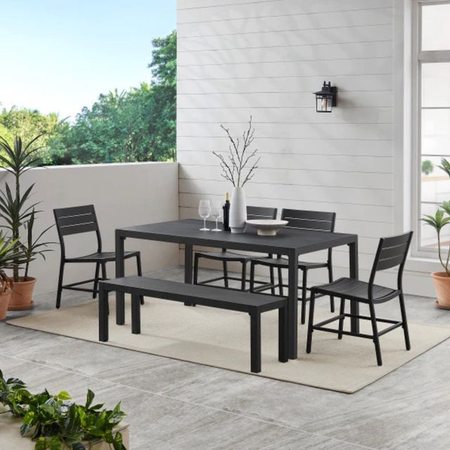 Linon Alora 6-Piece Black Aluminum Outdoor Dining Set-1