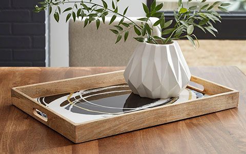 Signature Design by Ashley® Rhyslen Black/White/Gold Tray-2