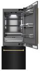 ZLINE Autograph Edition 30" 16.1 Cu. Ft. Black Stainless Steel Built-In Bottom Freezer Refrigerator with Water Dispenser and Ice Maker with Graphite Gray Interior and Polished Gold Helix Handles-2