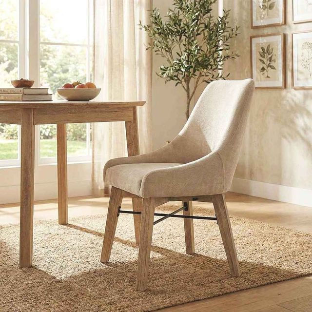 LH Home Gia Light Driftwood/Sand Curved Dining Chair-1