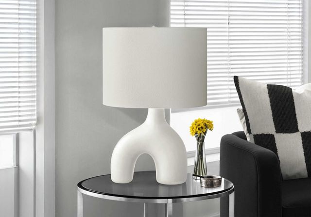 Monarch Specialties Inc. White Ceramic Table Lamp with Ivory Shade-3