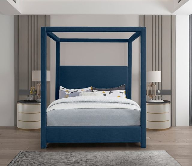 Meridian Furniture Emerson Navy King Upholstered Canopy Bed-3
