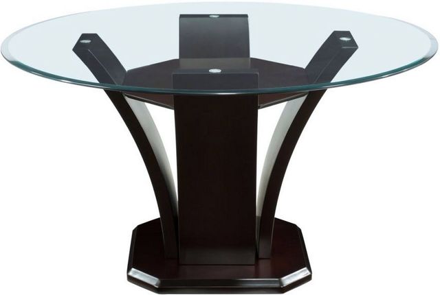 Mazin Furniture Daisy Glass Top Round Dining Table with Espresso Base-0