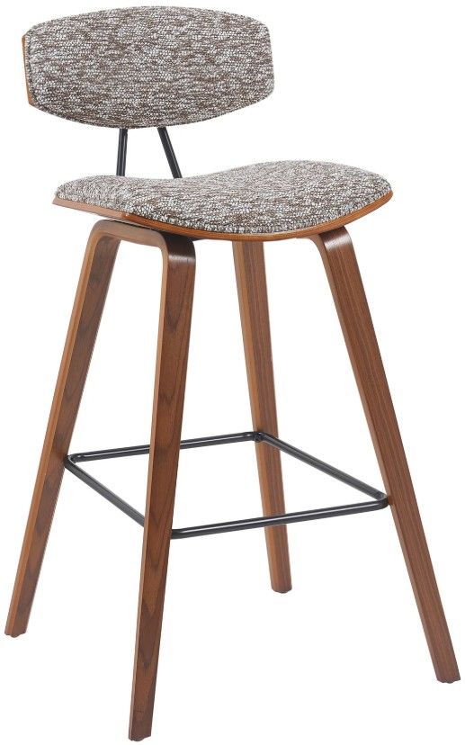 Armen Living Fox 2-Piece Speckled Brown/Walnut Barstool Set-0