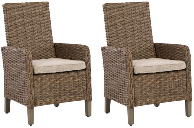 Signature Design by Ashley® Revare Beach 2-Piece Beige Fabric/Resin Wicker Outdoor Arm Chair-0