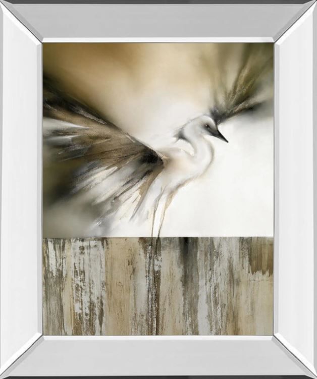 Classy Art Moonlight Landing and the Egret by J.P Prior Mirror Framed Wall Art-0