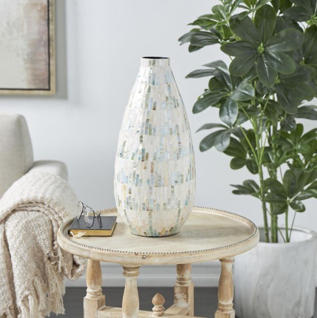 Deco Marche White 19" Mother of Pearl Vase-4