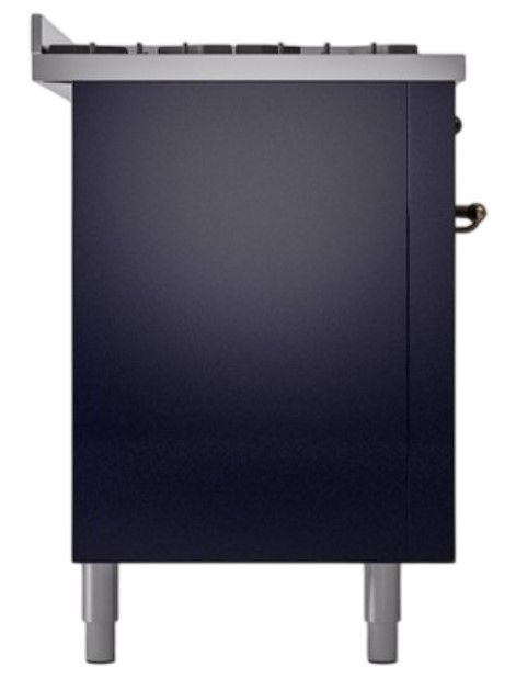 Ilve® Nostalgie II Noblesse 60'' Midnight Blue Pro Style Dual Fuel Range with Burnished Trim-2