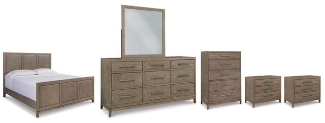 Signature Design by Ashley® Chrestner 6-Piece Gray Queen Panel Bed Set-0