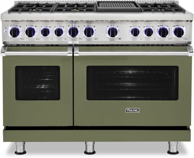 Viking® 7 Series 48" Cypress Green Pro Style Dual Fuel Natural Gas Range with 12" Griddle-0