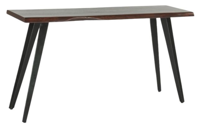 Home Trends & Design Kennedy Walnut Console Table with Black Base-0