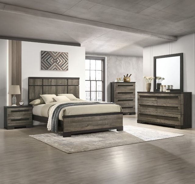 Crown Mark Remington Ebony/Gray King Panel Bed-1