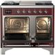 Ilve® Majestic III 40" Burgundy Pro Style Dual Fuel Natural Gas Range with Solid Door and Chrome Trim-4