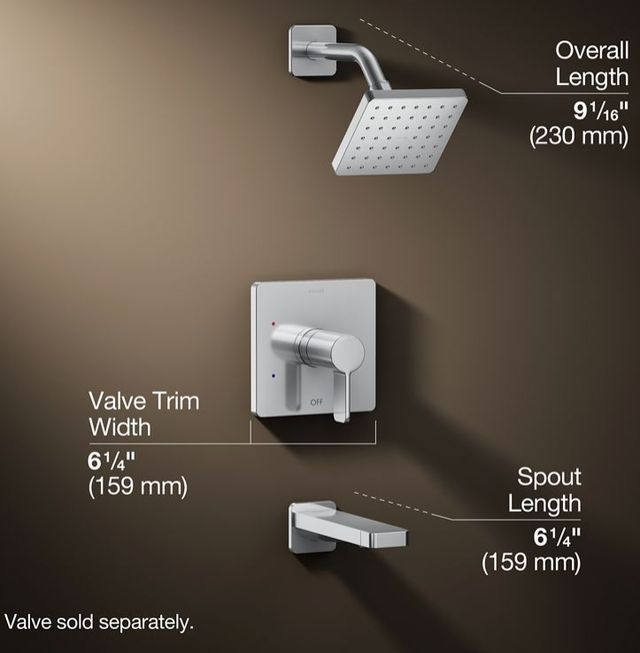 KOHLER® Parallel® Rite-Temp® Polished Chrome 1.75 GPM Bath and Shower Trim Kit-2