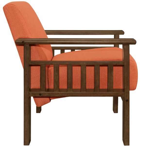 Homelegance® Helena Orange/Walnut Accent Chair with Storage Arms-3