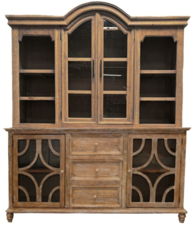 Million Dollar Rustic Brown Light China Top Cabinet-1