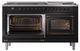 Ilve® Nostalgie II Noblesse 60'' Glossy Black Pro Style Dual Fuel Range with Burnished Trim-3
