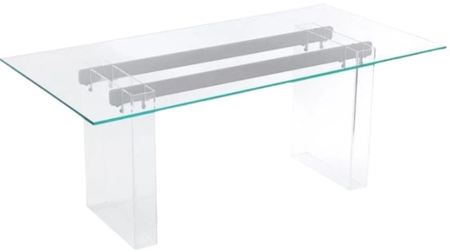 Modus Furniture Crossroads 2.0 Moorea Clear/Bronze Double Pedestal Rectangular Dining Table-0