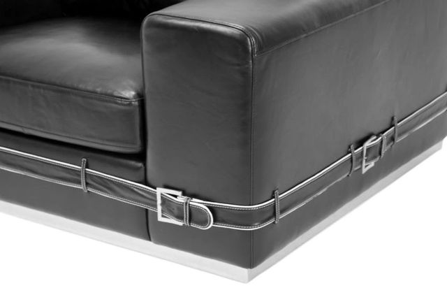 Michael Amini® Mia Bella Black/Stainless Steel Leather Chair-1