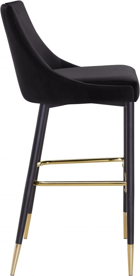 Meridian Furniture Sleek Black Velvet Bar Stool-2