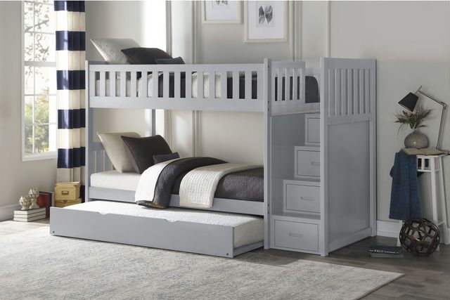 Homelegance® Orion Gray Twin/Twin Youth Step Bunk Bed with Twin Trundle -1