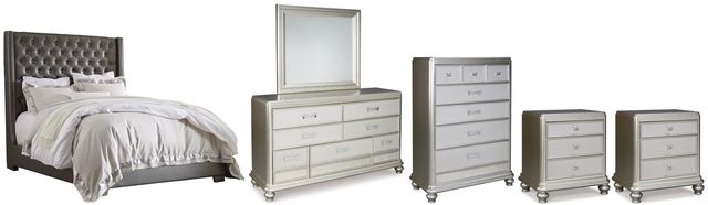 Signature Design by Ashley® Coralayne 6-Piece Gray King Upholstered Bed Set-0