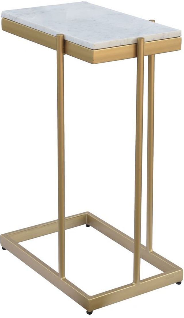 Moe's Home Collection Sulu White Marble Rectangular C-Table with Gold Frame-3
