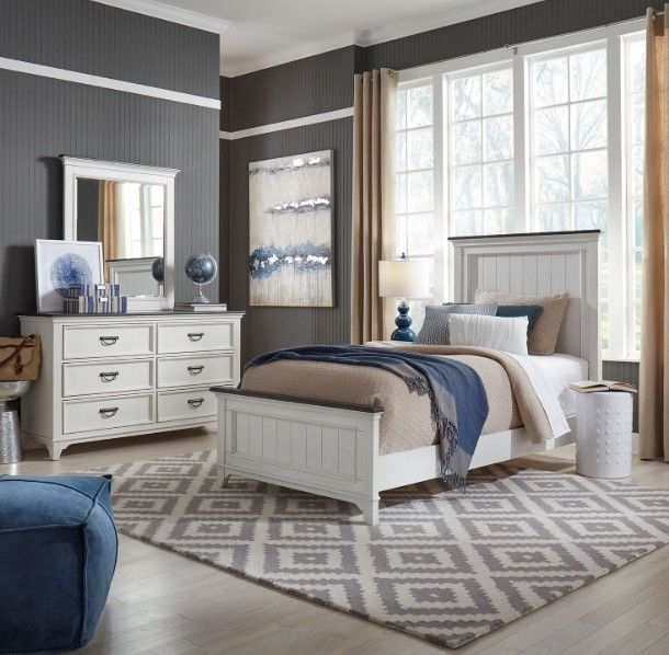 Liberty Furniture Allyson Park 3-Piece Charcoal/Wirebrushed White Full Youth Bedroom Set-1