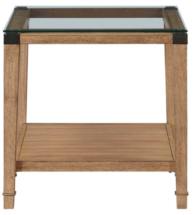 Homelegance® Riverton Glass Top End Table with Brown Base-2