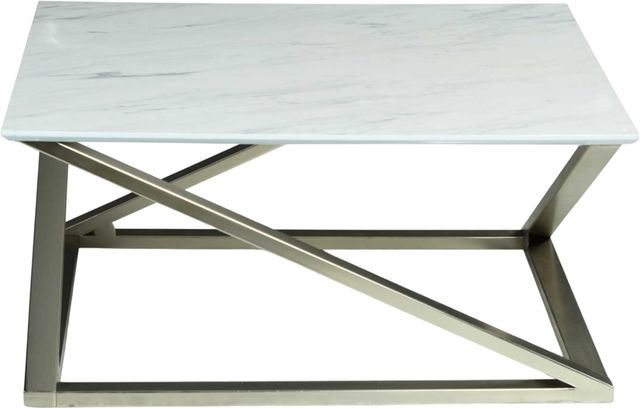 Steve Silver Co. Zurich White Cocktail Table with Matte Chrome Base-2