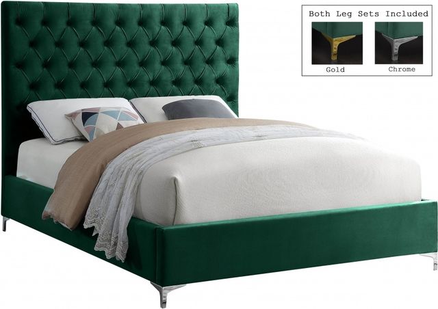 Meridian Furniture Cruz Green Velvet Full Bed-2