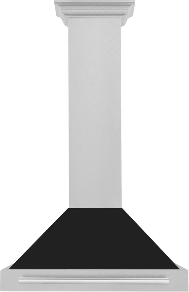 ZLINE 30" Fingerprint Resistant Satin Stainless Steel Convertible Range Hood with Black Matte Shell and Stainless Steel Handle-0