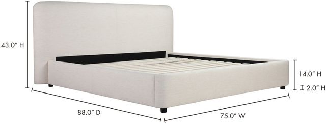 Moe's Home Collection Samara Cottage Linen Queen Bed-2
