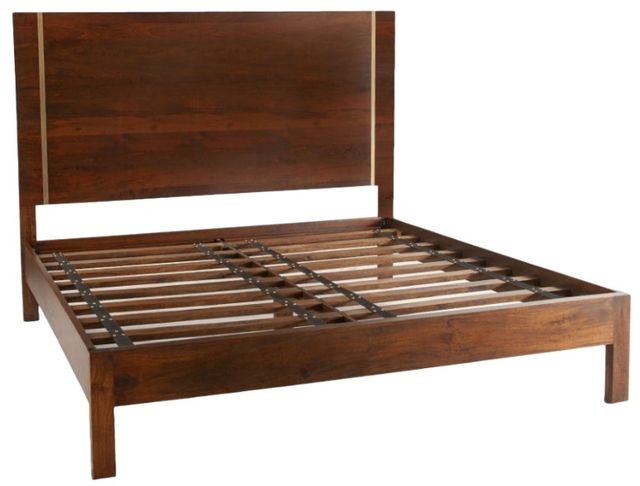 Home Trends & Design Cosmopolitan Antique Brass/Honey Brown King Panel Bed -0