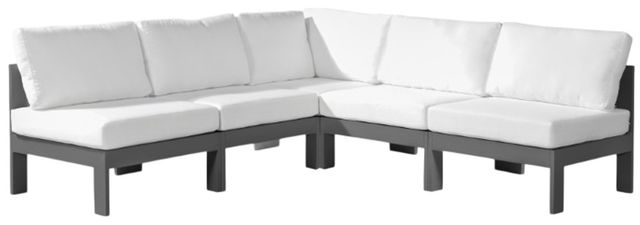 Meridian Furniture Nizuc 5-Piece Dark Gray/White Aluminum/Fabric Outdoor Patio Modular Sectional -0
