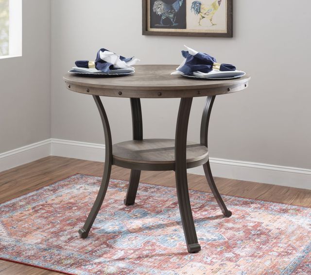 Powell® Franklin Gray Counter Table with Pewter Base-1